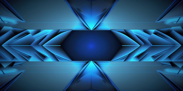 symmetrical blue tech abstract background with lines and shapes. photo
