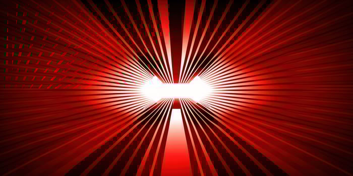 symmetrical red neon light abstract background with lines and shapes. photo