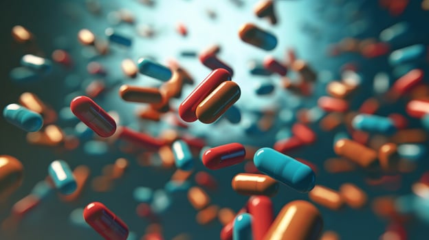 Colorful pills background. Illustration photo