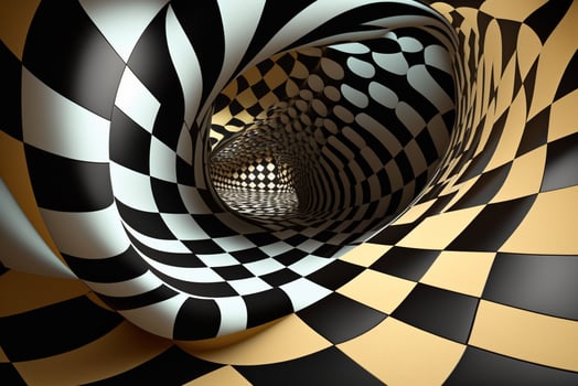 3D Chessboard Pattern with Swirling Effect photo