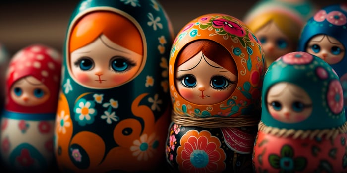 Vibrant Matryoshkas, Traditional Russian Nesting Dolls photo