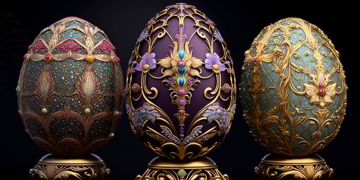 Admire the Opulence of Russian Faberge Eggs with Gold Detailing photo