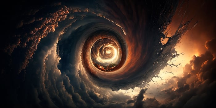 Illustration in the eye of a storm Tornado hurricane photo