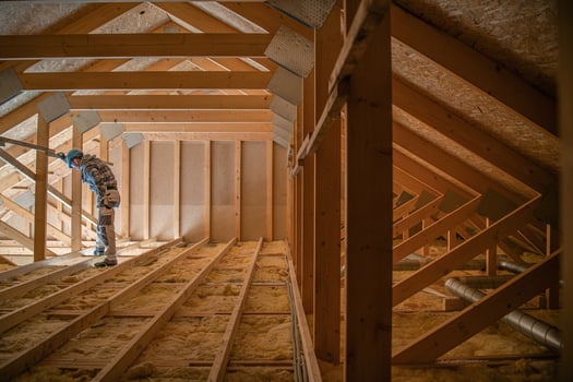 Attic Wooden Roof Construction Covering the House photo