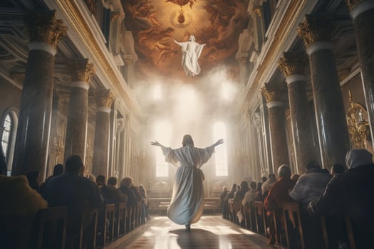 Ascension day of jesus christ or resurrection day of son of god. Good friday. Ascension day concept in church by photo