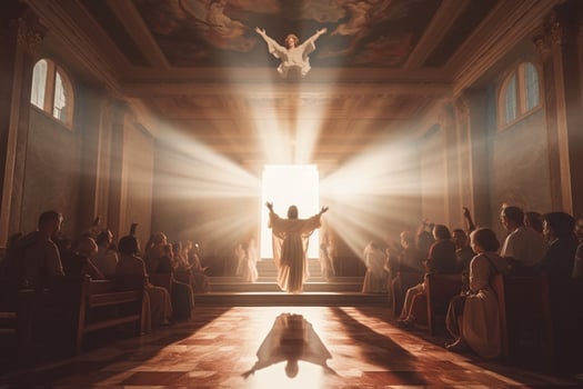 Ascension day of jesus christ or resurrection day of son of god. Good friday. Ascension day concept in church by photo