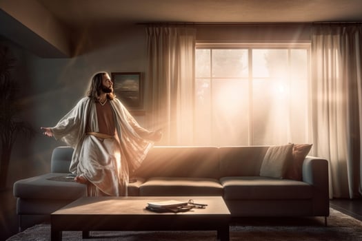 Ascension day of jesus christ or resurrection day of son of god. Good friday. Ascension day concept in living room by photo