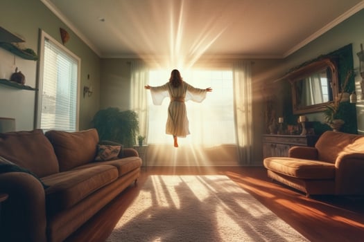Ascension day of jesus christ or resurrection day of son of god. Good friday. Ascension day concept in living room by photo