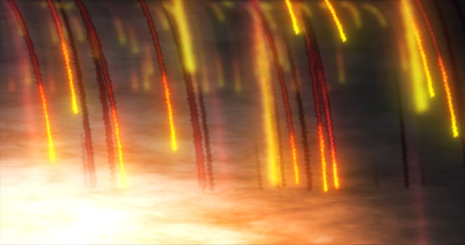 Abstract bright meteors burning falling from the sky, meteorites falling with fire and smoke abstract background photo