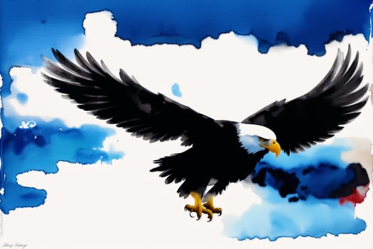 Illustration of an eagle on abstract watercolor background. Watercolor paint. Digital art, photo