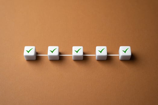 Fulfillment of clauses conditions in the roadmap agreement contract. Project management or goal-setting. Fact check. Series of correct decisions. Fulfill all requirements. Step by step confirmation. photo