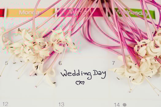 Reminder Wedding day in calendar planning and fountain photo