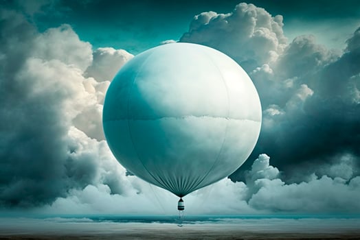 Illustration of a weather balloon on cloudy sky. weather forecast. Research photo