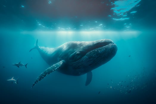 Illustration underwater shot whale ocean photo