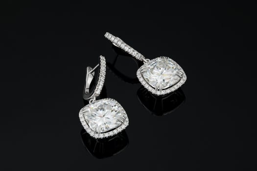 The Diamond Earrings on Black Background photo