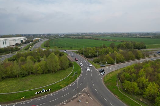 High Angle Footage of New Built Fully Advanced and Modern Residential Estate at Bedford City of England UK. The Footage Was Captured with Drone's Camera on 22-April-2023 photo