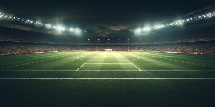 The stadium in night time with . photo