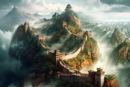 Great China Wall Ai Generative photo