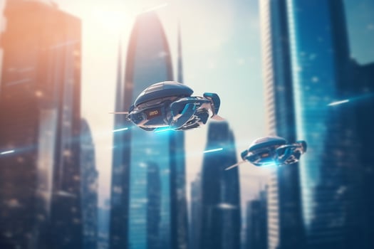 Skyline Cruiser Futuristic City Exploration with AI-Powered Flying Cars photo