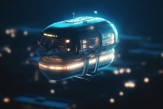 Skyward Living A Conceptual Illustration of AI-Controlled Flying Homes for Future Living photo