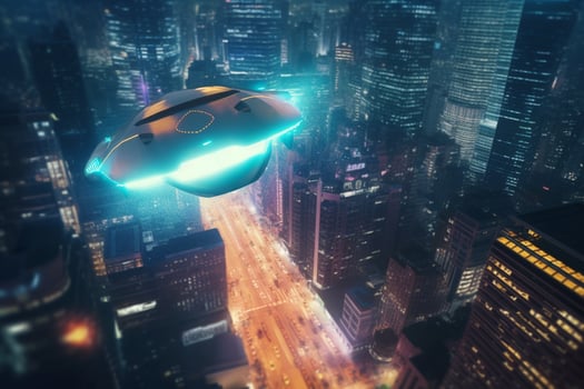 Flying Cars in the City A Futuristic AI-Powered Concept Illustration photo