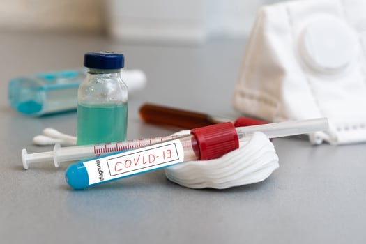 Vaccines and syringes. Coronavirus concept. photo