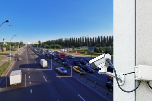 A speed camera on the motorway photo