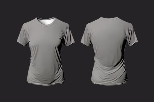 Photo realistic male grey t-shirts with copy space, front and back view.