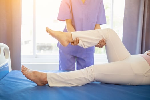 Physical therapists are helping elderly people to take care of themselves after a long period of recovery and they need regular physical therapy to help their bodies recover. physical therapy concept photo