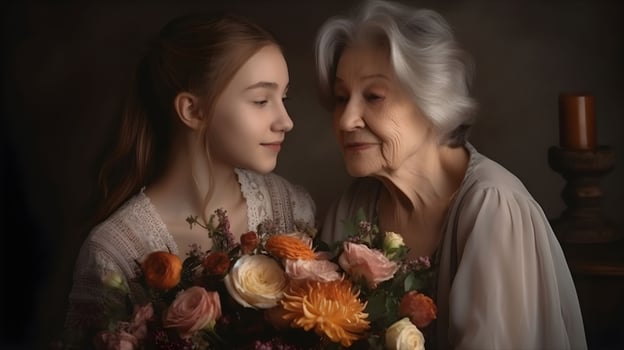happy mother's day family old grandmother mother in law congratulated on holiday photo