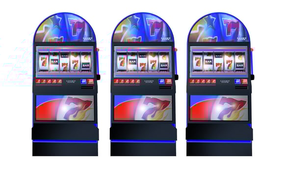 Row of Classic Slot Machines Object photo
