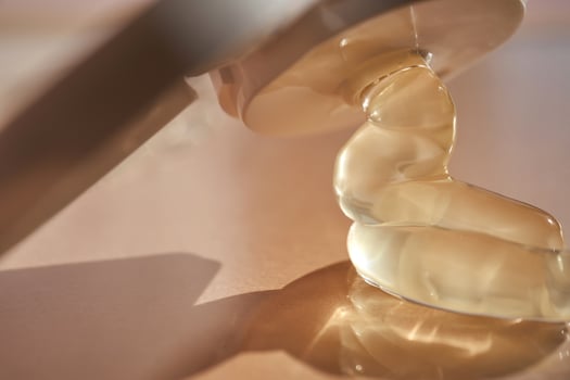 The gel texture of the cosmetic product. photo
