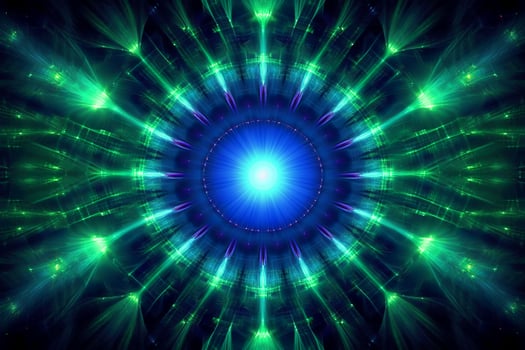 Lazer light fractals, royal blue and green. photo