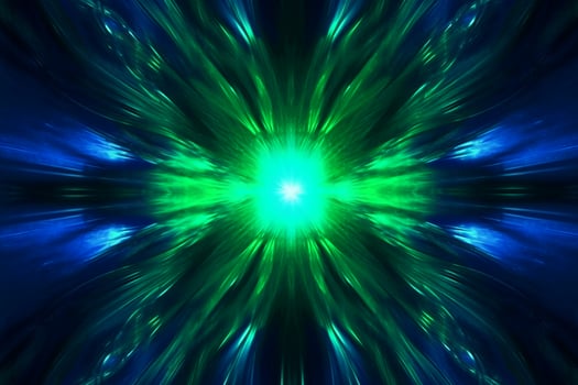 Lazer light fractals, royal blue and green. photo
