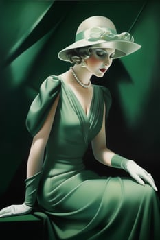 The Art Deco Lady in Green A Portrait of a Cool Blonde Beauty from the 1920s photo