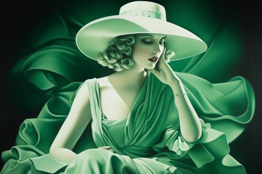 The Art Deco Lady in Green A Portrait of a Cool Blonde Beauty from the 1920s photo