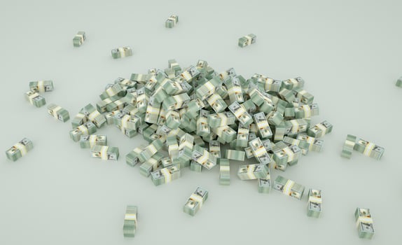 Dollar Stacks of New 100 US Dollar Banknotes dollar bundles money printing inflation photo