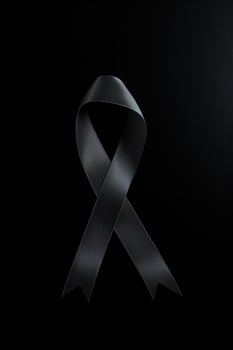 Black mourning ribbon with a dark background. photo