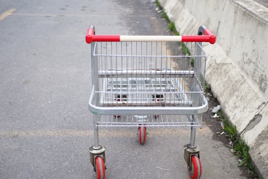 Shopping cart in a empty car park photo