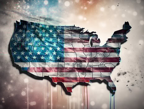 American Flag on Map Clipart photo