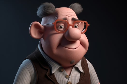 Funny cute little farm pig 3D cartoon character. photo