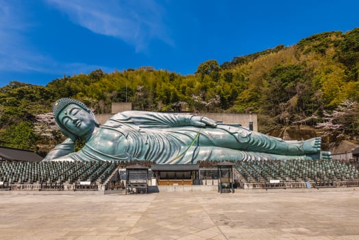 The reclining Buddha at Nanzoin temple in Fukuoka, Kyushu, Japan photo