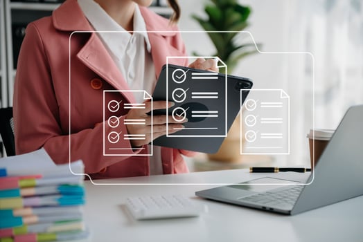 Online business contract Electronic signature, e-signing, digital document management, paperless office, business hand working photo