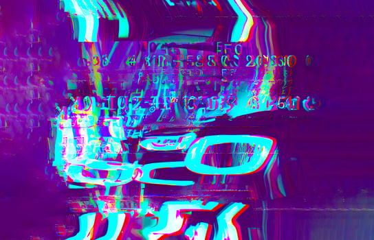 Digital Glitch Broken Error Screen with Numerical Code Distortion and Futuristic Cyberpunk Aesthetics for Abstract Digital and Print Design photo