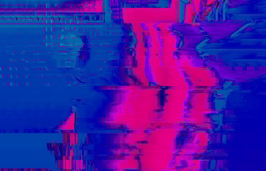 Digital Haze Shiny Light Blue and Pink Color Scheme with Glitchy Textures and Abstract Aesthetics for Digital and Print Design photo
