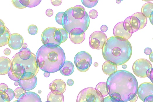 Soap bubbles overlay white background photo