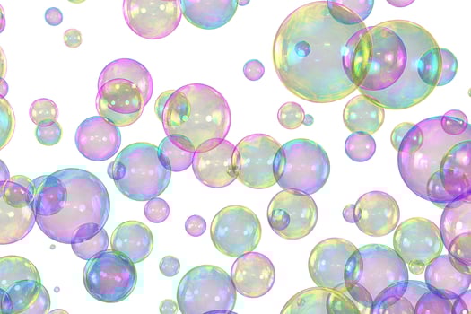Soap bubbles overlay white background photo