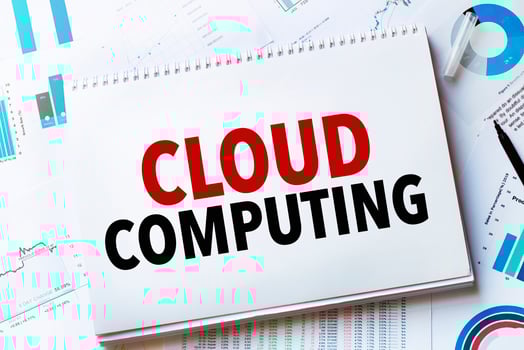 Notebook with Tools and Notes with text cloud computing photo