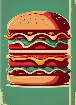 Vintage retro poster from 50s, 60s. Fast food, burger, cheeseburger delivery. Grunge poster. Vintage retro poster from 50s, 60s. Fast food, burger, cheeseburger delivery. . photo