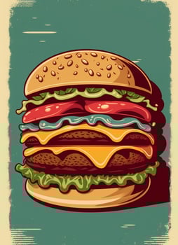 Vintage retro poster from 50s, 60s. Fast food, burger, cheeseburger delivery. Grunge poster. Vintage retro poster from 50s, 60s. Fast food, burger, cheeseburger delivery. . photo